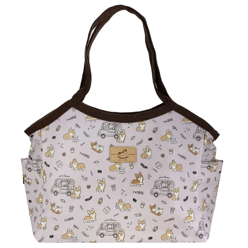 Special Offer Purple Corgis & Coffee Trapeze Shoulder Tote Trendy Purses, Limited Offer Special Offer Purple Corgis & Coffee Trapeze Shoulder Tote Trendy Purses, Limited Offer