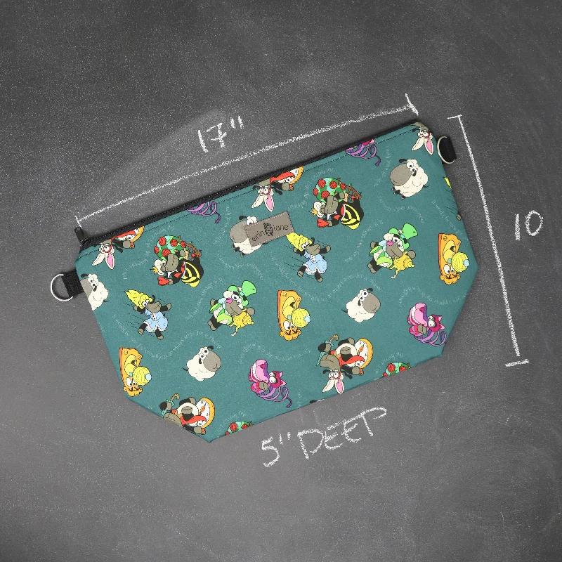 Eco-Friendly Bags For Sustainable Fashion Lovers Large Zip Top Project Bag with Crossbody Strap in Alice in Wonderland Sheeple Premium Bags, Special Prices