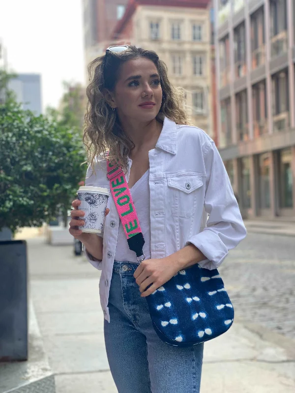 Latest Trends Blue Shibori Mini City Bag with Pink/Green LOVE Stripe Strap Only $28 Exclusive Discounts On Stylish Handbags Latest Trends Blue Shibori Mini City Bag with Pink/Green LOVE Stripe Strap Only $28 Exclusive Discounts On Stylish Handbags