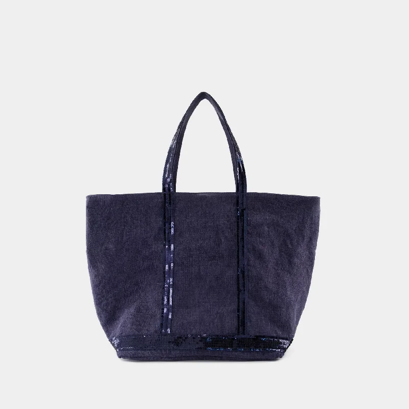 Unleash Your Fashion Cabas L Shopper Bag - Vanessa Bruno - Linen - Blue Statement Bags, Shop Today
