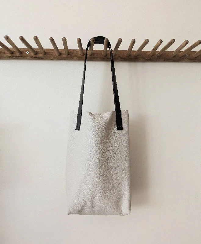 Contemporary Fashion Sale Tall Thin Leather Tote - Oyster Elegant Bags, Limited Stock Available Contemporary Fashion Sale Tall Thin Leather Tote - Oyster Elegant Bags, Limited Stock Available