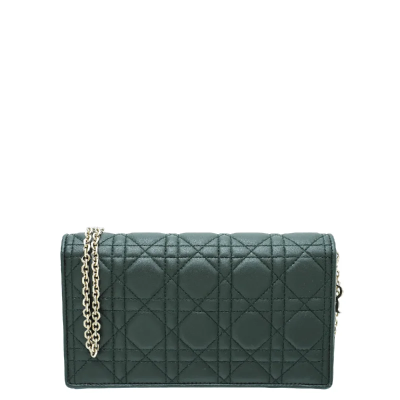 Clearance Event Christian Dior Forest Green Lady Dior Chain Pouch Trendy Backpacks With Big Discounts