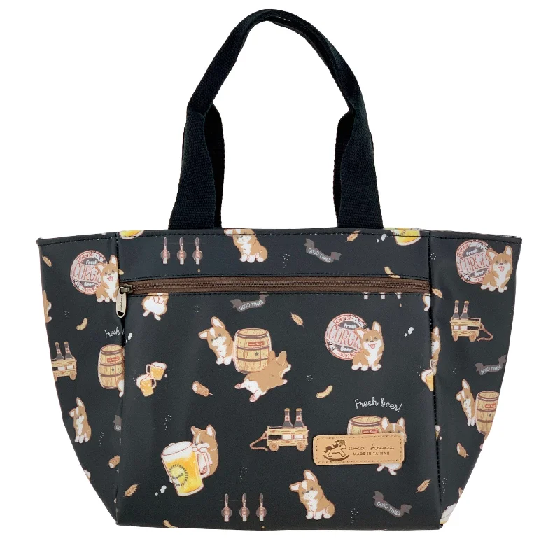 Luxury Seekers Black Beer Corgi Insulated Lunch Tote Statement Handbags At Unbeatable Discounts Luxury Seekers Black Beer Corgi Insulated Lunch Tote Statement Handbags At Unbeatable Discounts