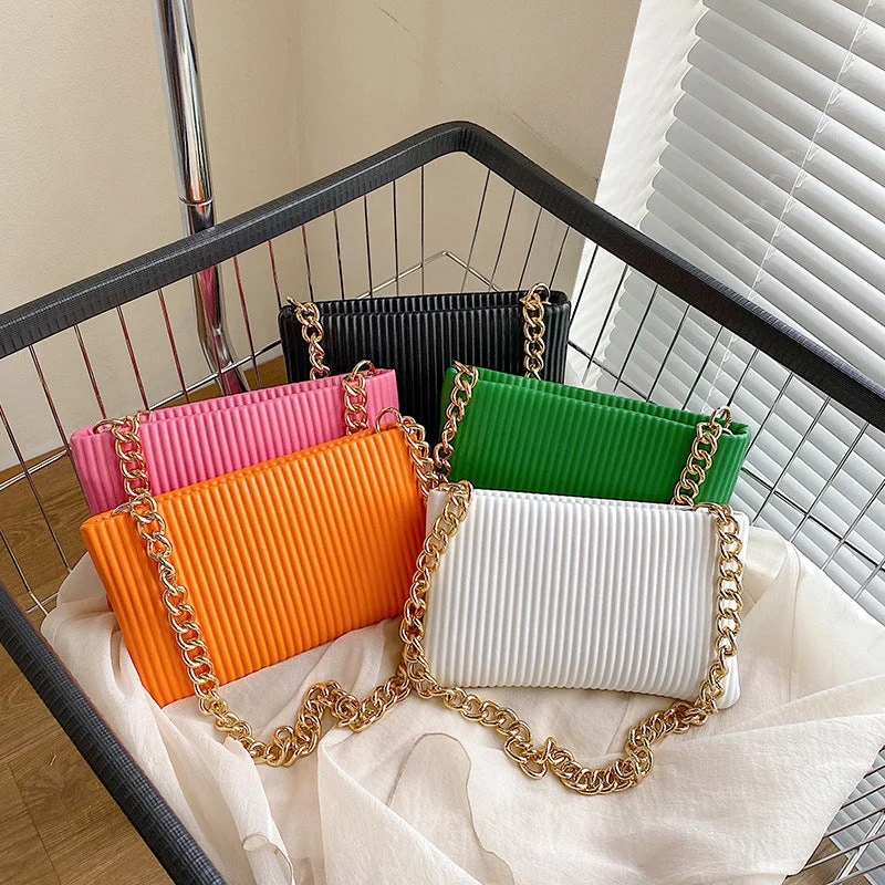 Exclusive Fashion Deals Wholesale PU Simple Soft Leather Bag Casual Pleated Chain Bag Crossbody Bag Shoulder Bags, Best Deals Today Exclusive Fashion Deals Wholesale PU Simple Soft Leather Bag Casual Pleated Chain Bag Crossbody Bag Shoulder Bags, Best Deals Today