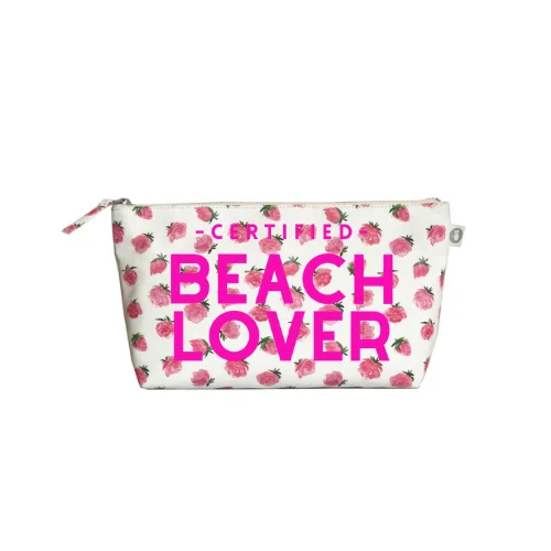 Bags For Free-Spirited And Artistic Styles Clutch Bag: White Floral - Neon Pink Certified Beach LOVER Premium Handbags At Budget-Friendly Prices Bags For Free-Spirited And Artistic Styles Clutch Bag: White Floral - Neon Pink Certified Beach LOVER Premium Handbags At Budget-Friendly Prices