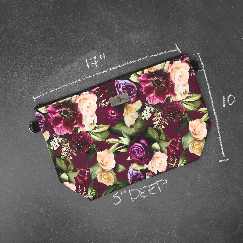 Explore What's New Large Zip Top Project Bag with Crossbody Strap in Purple Romance Floral Elegant Totes At Limited-Time Prices