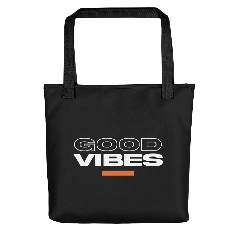 Sleek And Seasonal Sale Bags Good Vibes Text Tote bag Premium Handbags At Unbeatable Markdowns