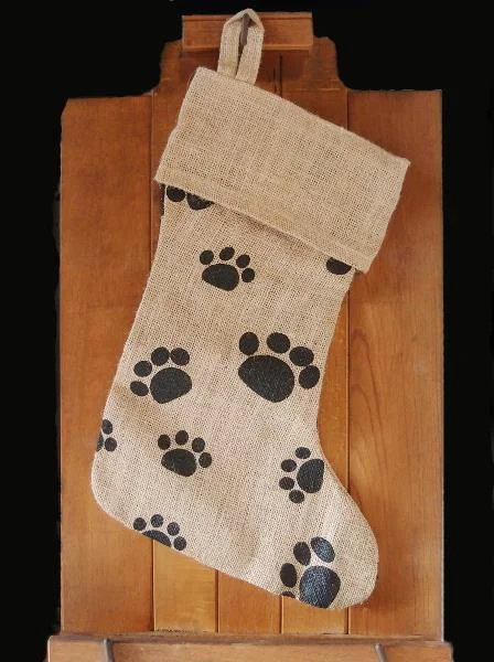 Elegant And On-Sale Evening Bags 17" Jute Christmas Stocking with Paw Design Bulk - CS157J (6 Pack) High-Fashion Handbags At Reduced Costs