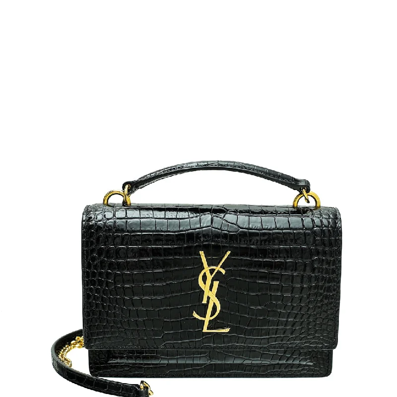 Urban Style Promotions YSL Black Croco Embossed Sunset Chain Wallet Trendy Purses At Exclusive Promotional Rates Urban Style Promotions YSL Black Croco Embossed Sunset Chain Wallet Trendy Purses At Exclusive Promotional Rates