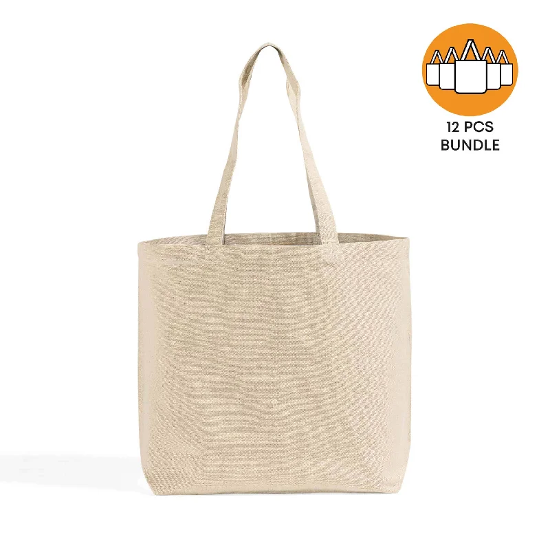 Festive Holiday Gift Bags 12 ct Large Size Light Canvas Tote Bag with Long Handles - By Dozen Upgrade Your Look With Fashionable Bags Festive Holiday Gift Bags 12 ct Large Size Light Canvas Tote Bag with Long Handles - By Dozen Upgrade Your Look With Fashionable Bags