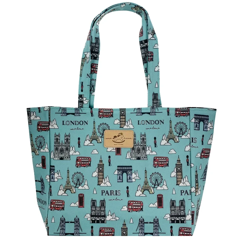 Modern Fashion Sale Green London Paris Medium Tote Trendy & Timeless Bags, Now On Sale Modern Fashion Sale Green London Paris Medium Tote Trendy & Timeless Bags, Now On Sale
