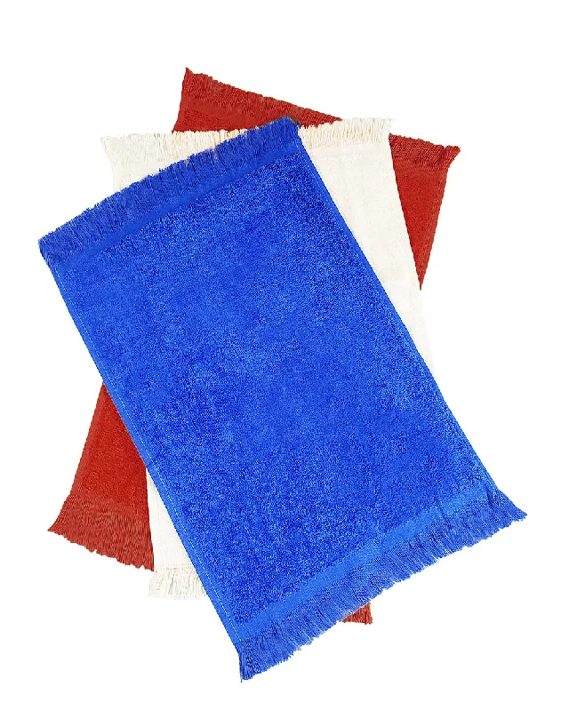 Fashionista Favorites 11" x 18 Velour Fringed Fingertip Towels by the Dozen - Colors Fashion-Forward Bags, Now On Sale