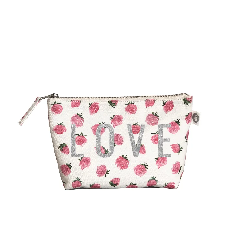 End-Of-Season Clearance Makeup Bag: White Floral with Silver Glitter LOVE Fashion Bags With Huge Discounts End-Of-Season Clearance Makeup Bag: White Floral with Silver Glitter LOVE Fashion Bags With Huge Discounts