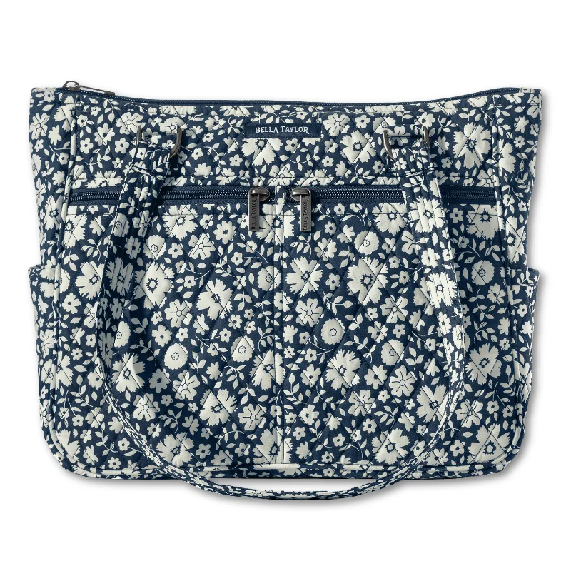 Cozy Chic Promotions Bicolor Floral Navy Everyday Tote Chic Shoulder Bags At Promotional Rates