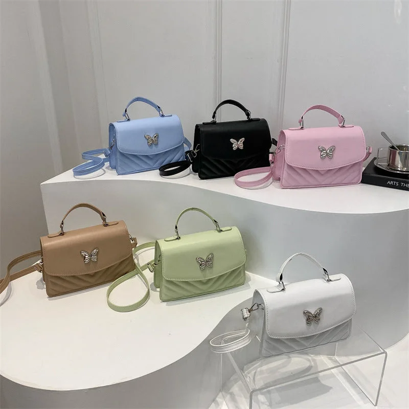 Playful Fashion Offers Wholesale PU Handbag Butterfly Decoration Embroidery Thread Messenger Bag JDC-SD-Shens038 Designer Bags, Low Prices