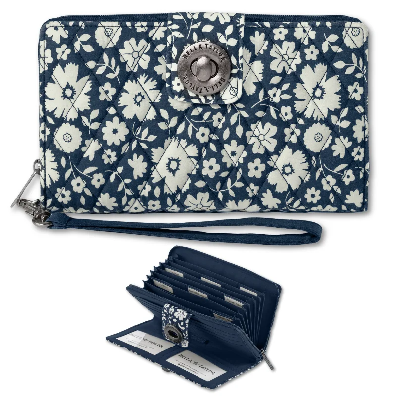 Flash Sale Starts Bicolor Floral Navy Cash System Wallet Handbag Deals You'll Love