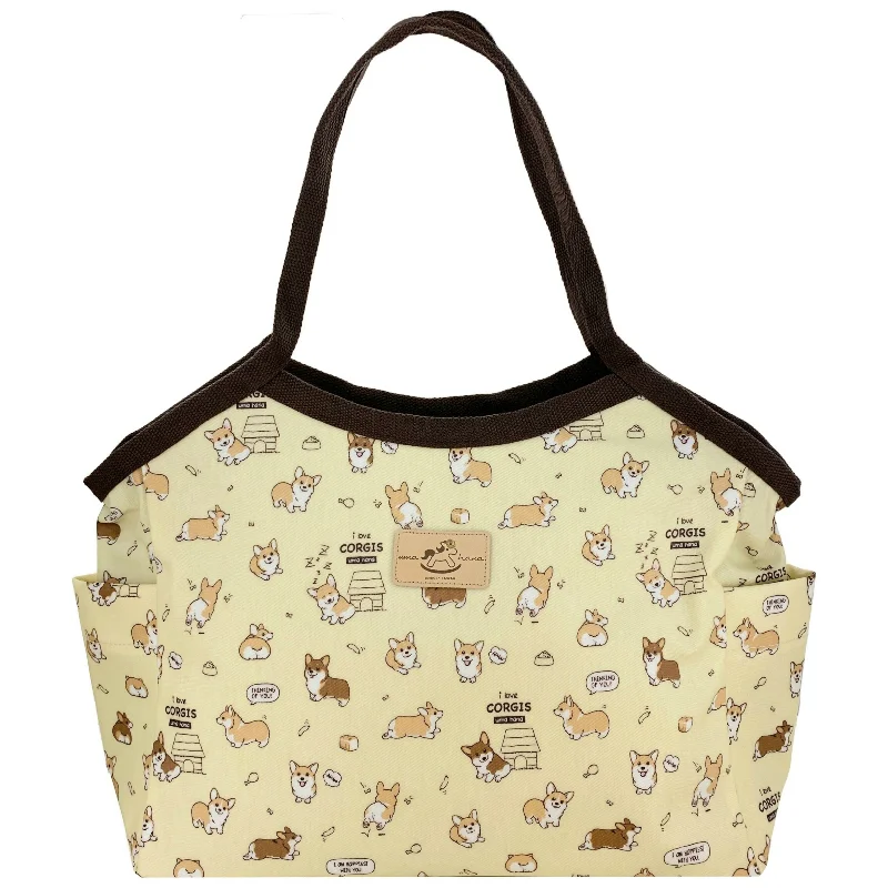 Chic & Cozy Collection Cream Corgi Puppy Trapeze Shoulder Tote Fashion Bags, Limited Offer Chic & Cozy Collection Cream Corgi Puppy Trapeze Shoulder Tote Fashion Bags, Limited Offer