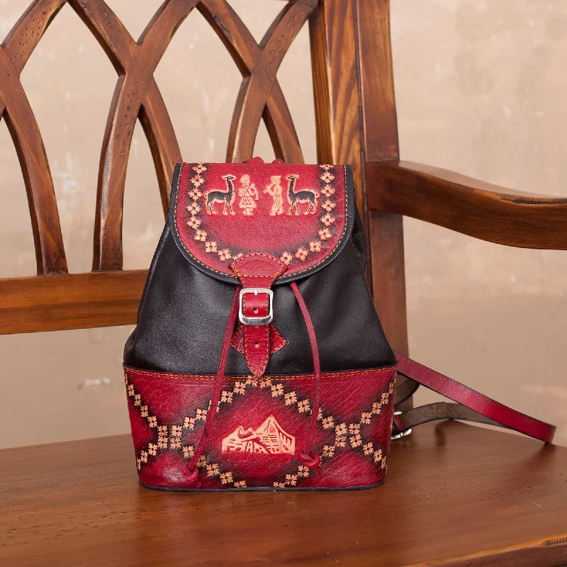 Ancient Elegance Black & Red Leather Backpack Luxury Totes At The Lowest Prices Of The Season Ancient Elegance Black & Red Leather Backpack Luxury Totes At The Lowest Prices Of The Season