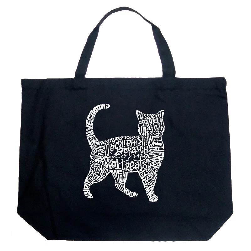 Cat  - Large Word Art Tote Bag Huge Handbag Markdowns – Update Your Collection Now