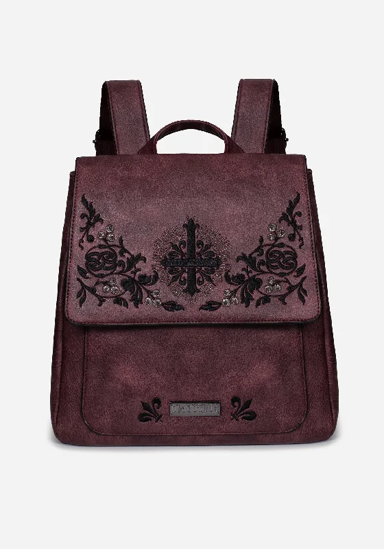 Elderberry Embroidered Mini Backpack Trendy Purses At Exclusive Promotional Rates