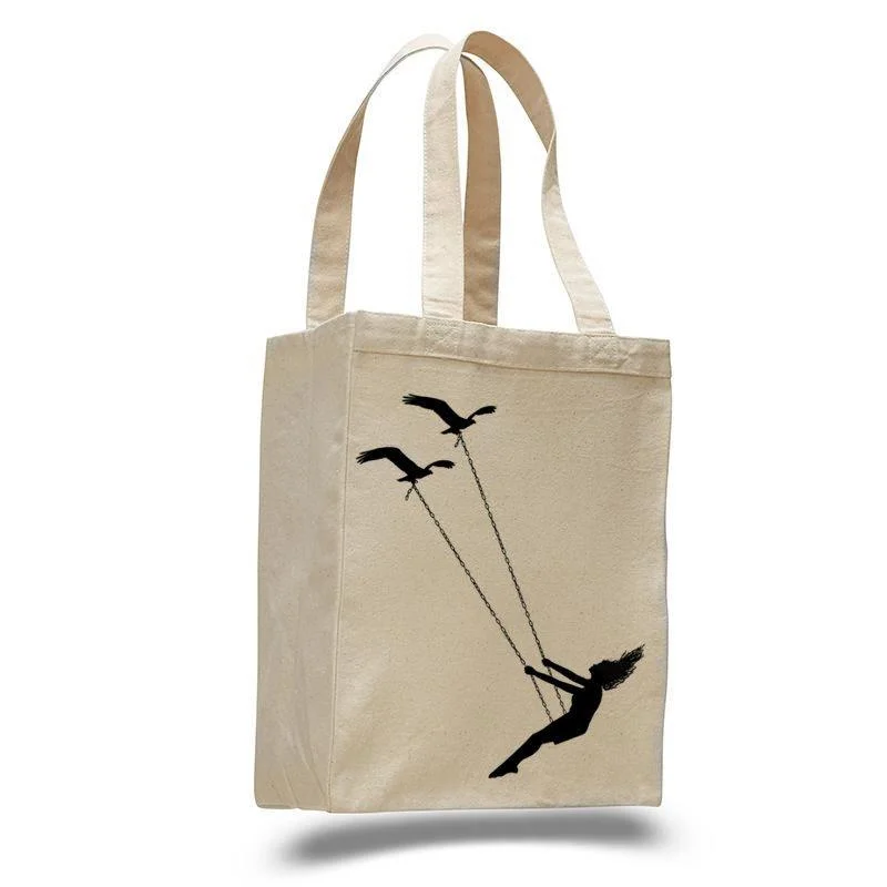 Flying Bird Swing Cotton Canvas Tote Bag Elegant Totes At Limited-Time Prices