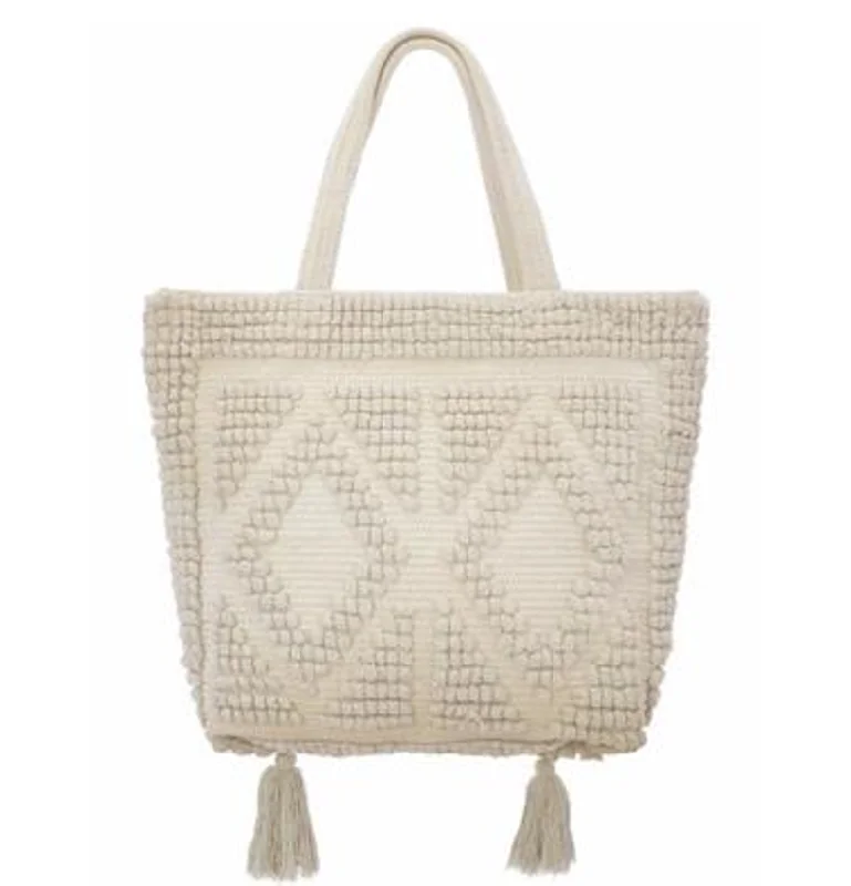 Ibiza Tassel Tote - Off White Luxury Bags, Budget Prices