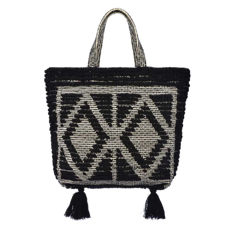 Ibiza Tassel Tote - White / Black Chic Bags, Shop Now