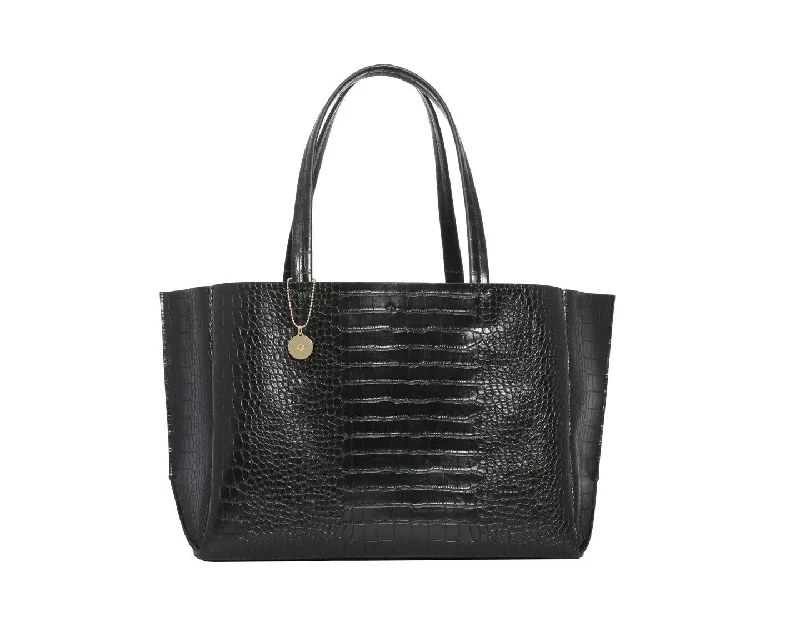 Large Tote (Black Croc Effect) Limited-Stock Bag Clearance – Hurry