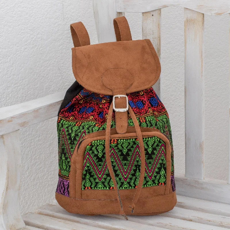 Multicolored Brilliance Vibrant Handwoven Cotton Backpack from Guatemala Fashionable Crossbody Bags At Special Offers Multicolored Brilliance Vibrant Handwoven Cotton Backpack from Guatemala Fashionable Crossbody Bags At Special Offers