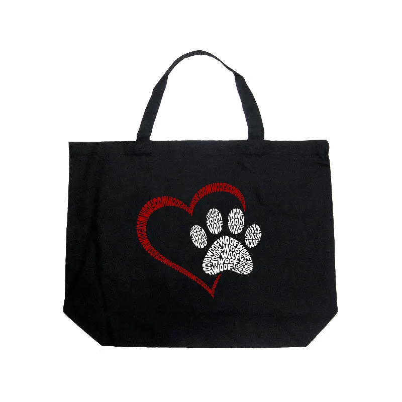 Paw Heart - Large Word Art Tote Bag Designer Bags At Lower Prices