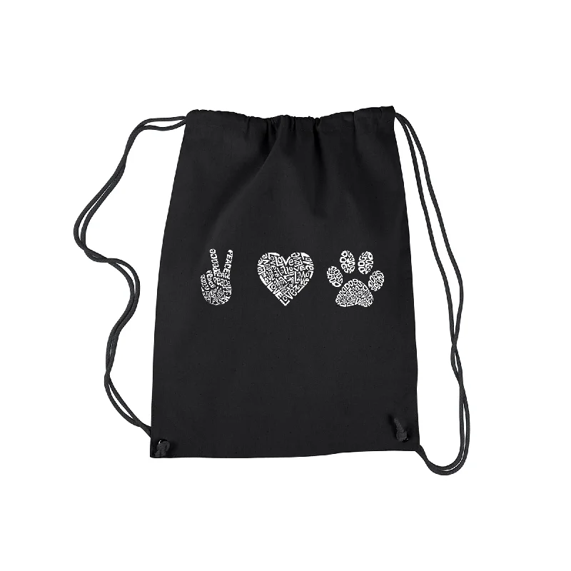 Peace Love Dogs  - Drawstring Backpack Seasonal Sale On Trendy Handbags