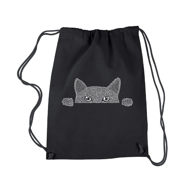 Peeking Cat  - Drawstring Backpack Must-Have Bags With Big Savings