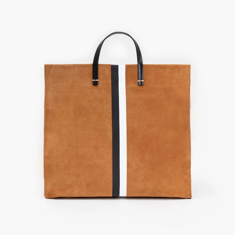 Simple Tote (Camel Suede Stripe) Trendy Handbags At Limited-Time Discounts