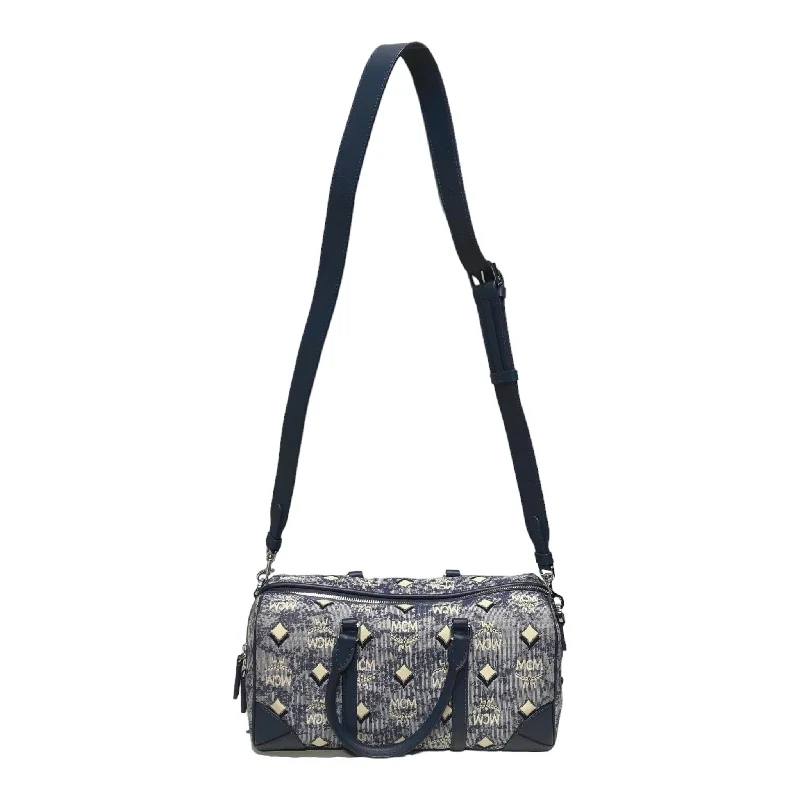 MCM/Boston Bag/Monogram/BLU/MCM SMALL BOSTON DUFFLE BAG Stylish Totes With Special Discounts