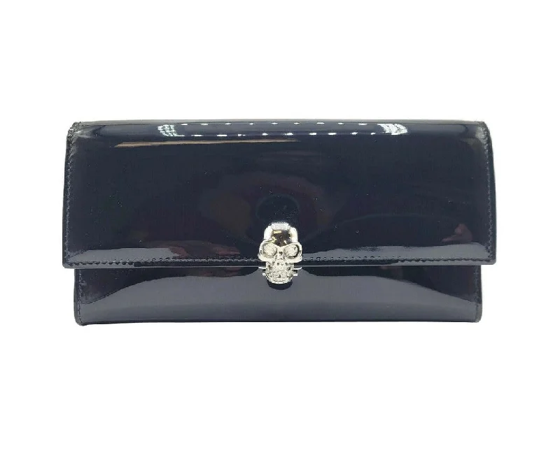Alexander McQueen Women's Dark Navy Patent Leather Continental Wallet 275330 DP00I 4910 Trendy Bags, Huge Savings Alexander McQueen Women's Dark Navy Patent Leather Continental Wallet 275330 DP00I 4910 Trendy Bags, Huge Savings