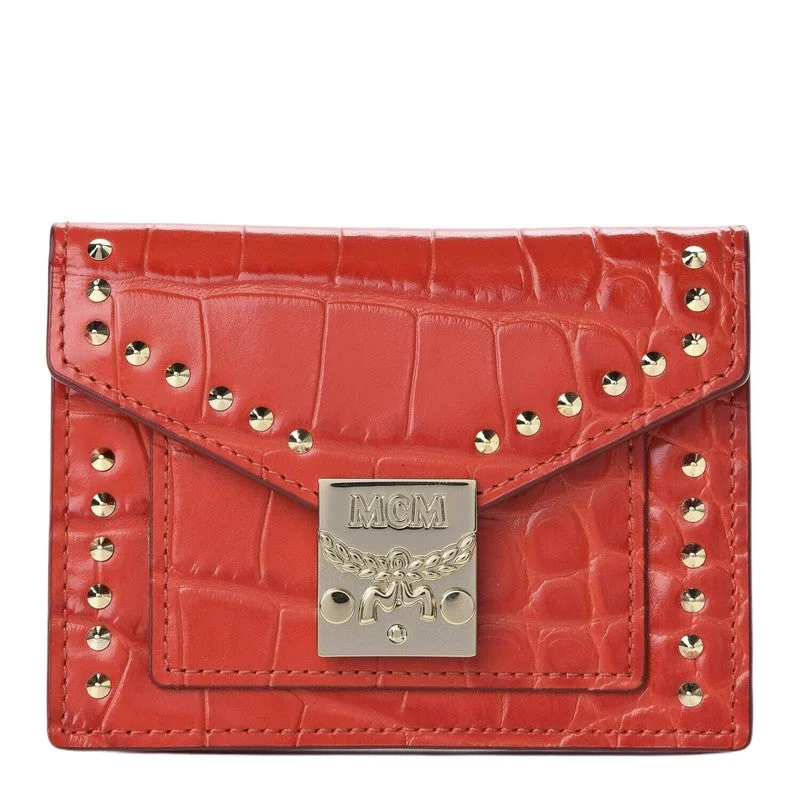 MCM women's Red Crocodile Embossed Leather Mini Flap Coin Wallet MYS9APA65RU001 Trendy Totes, Shop & Save