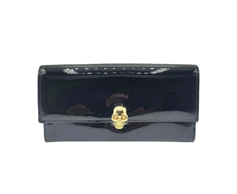 Alexander McQueen Women's Black Patent Leather Continental Wallet 275330 DP00G 1000 Classic Bags, Exclusive Deals Alexander McQueen Women's Black Patent Leather Continental Wallet 275330 DP00G 1000 Classic Bags, Exclusive Deals