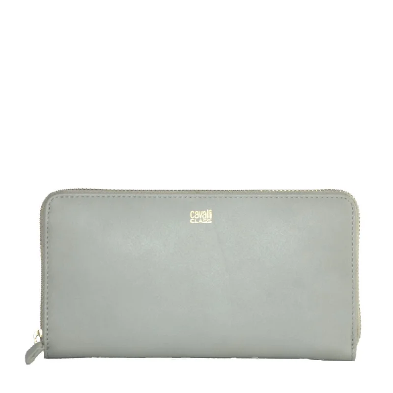 Cavalli Class Elegant Grey Calfskin Wallet for Women's Her Fashionable Crossbody Bags At Special Offers