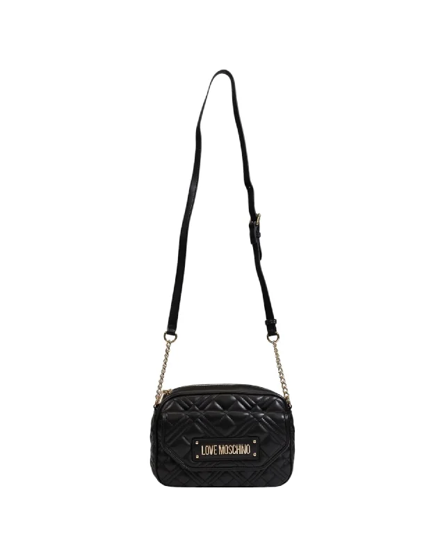 Love Moschino  Women's Quilted Leather Shoulder Bag   Black Quilted Shoulder Bag   Shoulder Bag with Adjustable Strap   Quilted Crossbody Bag for Women Upgrade Your Look With Our Exclusive Bag Deals