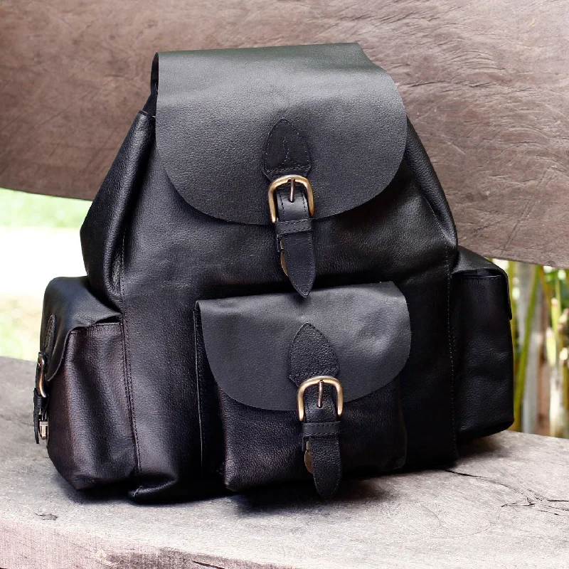 Black Deluxe Leather Backpack Timeless Handbags Now At Special Discounts