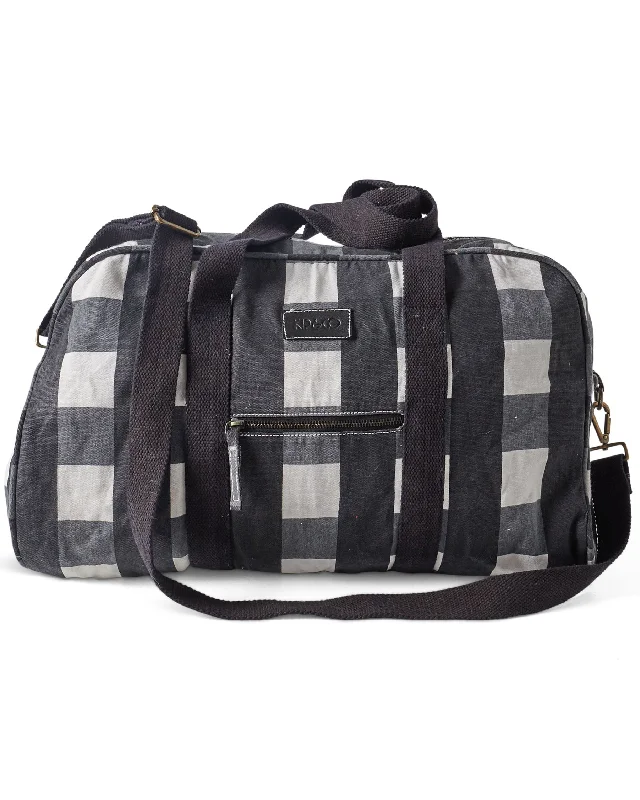 Black & White Gingham Duffle Bag Designer Bags At Lower Prices