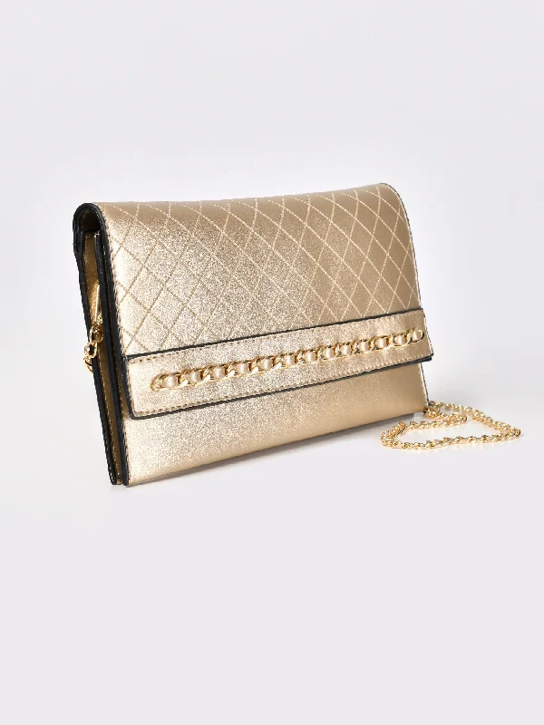 Chained Textured Clutch Elegant Bags, Limited Stock Available