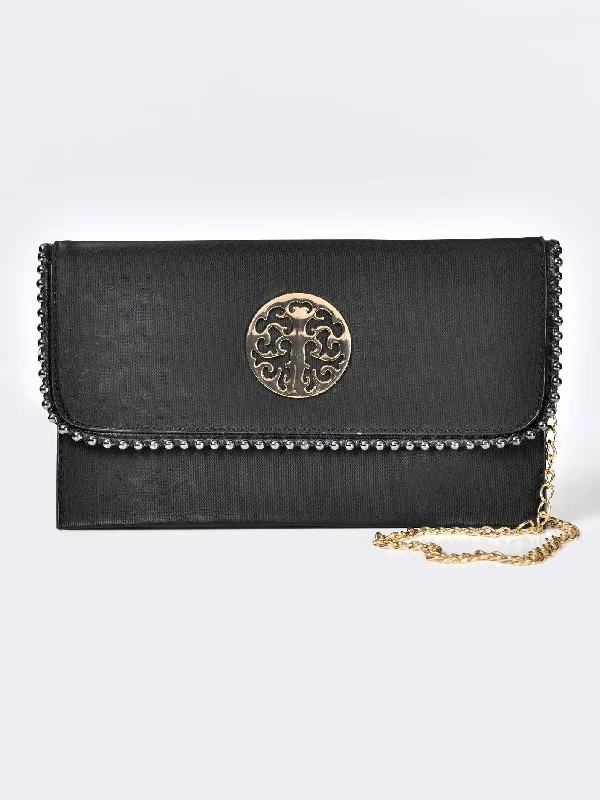 Metallic Detailed Clutch Elegant Bags, Limited Stock