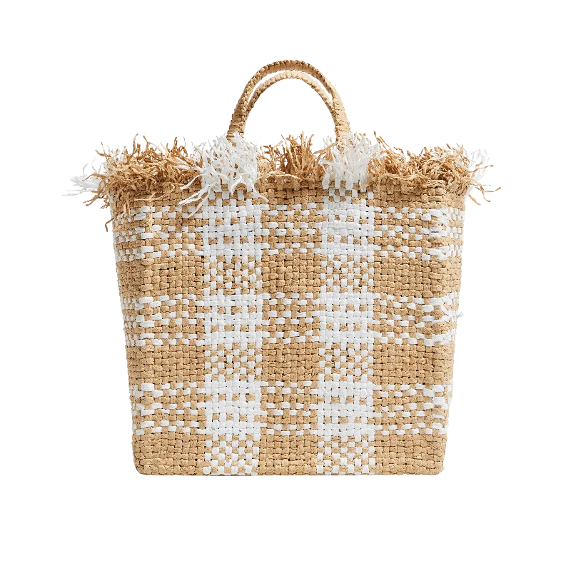 Check Mate Tote in White Flash Sale On Designer Bags