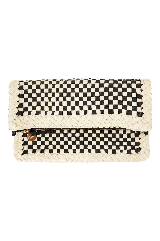 Clare V. Foldover Clutch in Cream & Black Border Woven Checker Chic And Affordable Bags – Grab Yours Today Clare V. Foldover Clutch in Cream & Black Border Woven Checker Chic And Affordable Bags – Grab Yours Today