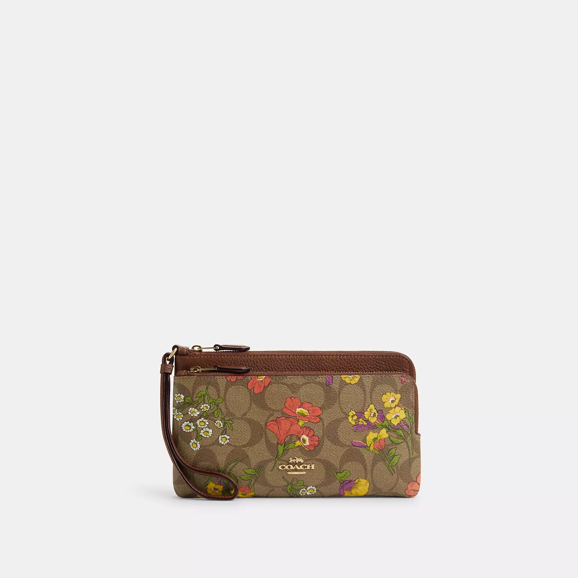 Coach Outlet Double Zip Wallet In Signature Canvas With Floral Print High-Fashion Handbags At Reduced Costs
