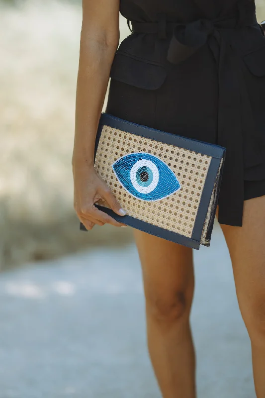 DUBAI CLUTCH - NAVY OVAL EYE Everyday Handbags At Wallet-Friendly Rates