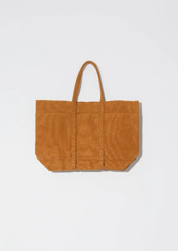Washed Canvas 6 Pockets Tote M — Mustard Best Deals On Premium Handbags