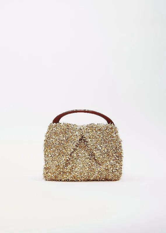 Small Handle Crisp Bag — Gold Timeless Handbags Now At Special Discounts