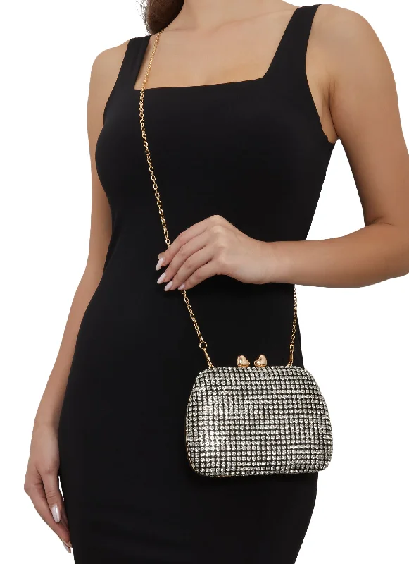 Rhinestone Studded Chain Strap Mini Crossbody Clutch Fashion-Forward Bags At Limited-Time Offers